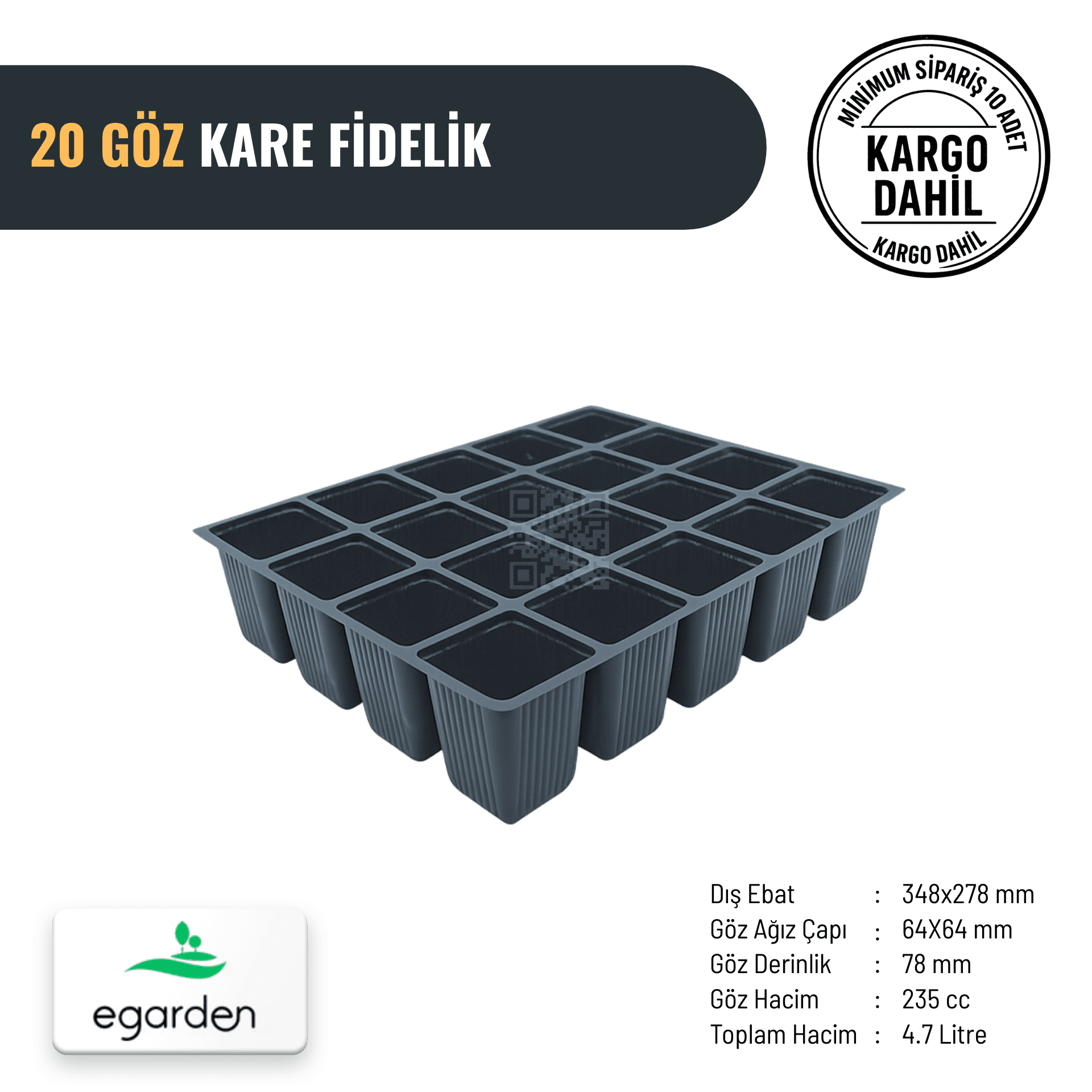 20 Göz Kare Fide Viyolü – 235 cc (4.7 Litre Toplam Hacim)